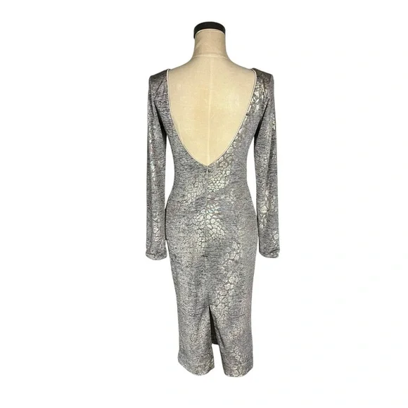 Dress The Population Emery Metallic Jersey Open Back Dress SZ‎ M - Picture 4 of 12